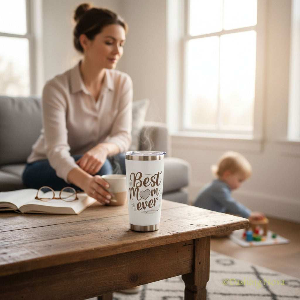 Best Mom Ever Tumbler – 20oz Insulated Gift for Mom 💖. ☕ Keeps drinks hot or cold for hours – a gift she’ll use daily