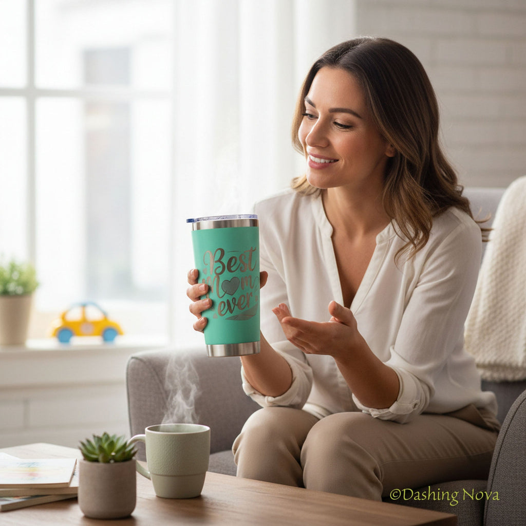 Best Mom Ever Tumbler – 20oz Insulated Gift for Mom 💖. ☕ Keeps drinks hot or cold for hours – a gift she’ll use daily