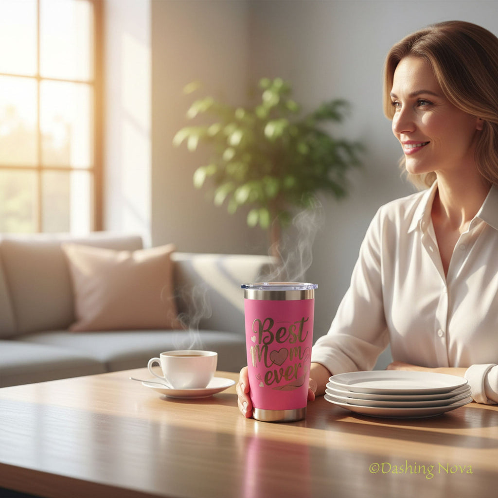 Best Mom Ever Tumbler – 20oz Insulated Gift for Mom 💖. ☕ Keeps drinks hot or cold for hours – a gift she’ll use daily
