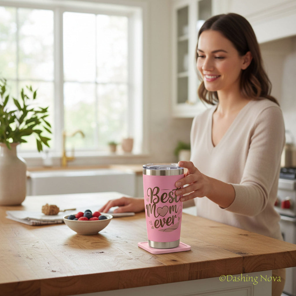 Best Mom Ever Tumbler – 20oz Insulated Gift for Mom 💖. ☕ Keeps drinks hot or cold for hours – a gift she’ll use daily