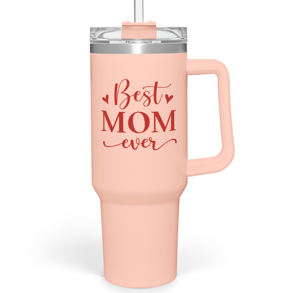Best Mom Ever Tumbler – 40oz Insulated Travel Mug 💖. ☕ Keeps drinks hot or cold all day – perfect for moms on the go